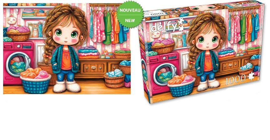 DELFY JIGSAW PUZZLE 1000 PIECES - LAUNDRY DAY FUN (SPIN TIME FUN) #DE-26019