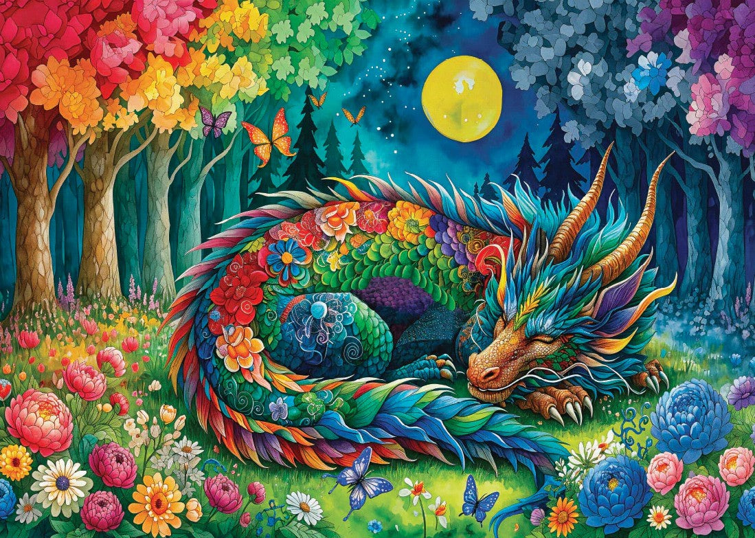 DELFY JIGSAW PUZZLE 1000 PIECES - MOONLIT DRAGON DREAMS #DE-25025