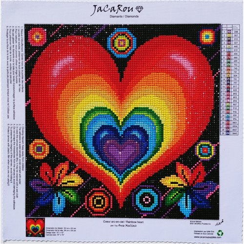 JACAROU - RAINBOW HEART 30CM X 30CM - DIAMOND DOTZ