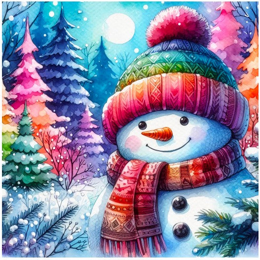 JACAROU - RAINBOW SNOWMAN 40 CM X 40 CM (15.75" X 15.75") - DIAMOND DOTZ