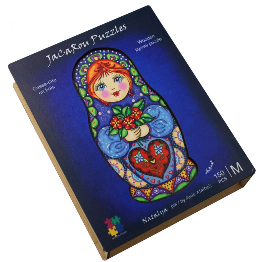 JACAROU WOODEN JIGSAW PUZZLE 150 PIECES - NATALYA RUSSIAN DOLL BY ANIE MALTAIS