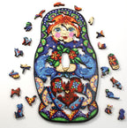 JACAROU WOODEN JIGSAW PUZZLE 150 PIECES - NATALYA RUSSIAN DOLL BY ANIE MALTAIS