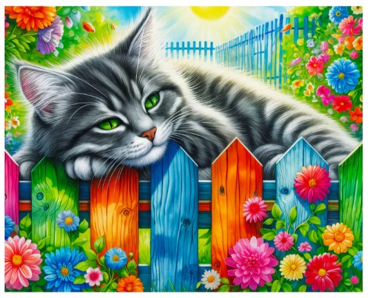 JACAROU - CHAT PARESSEUX GRIS 40 CM X 50 CM (15,75" X 19,69") - DIAMOND DOTZ