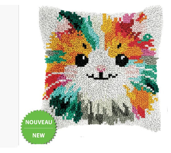 JACAROU - CAT CUSHION COVER (CAT FACE) - KNOTTED STITCHES