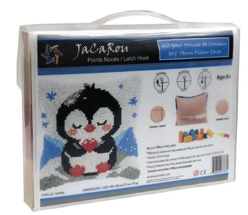 JACAROU - HOUSSE DE COUSSIN PINGOUIN (PENGUIN) - POINTS NOUÉS