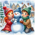JACAROU - CHILDREN IN WINTER 50 CM X 50 CM (19.69" X 19.69") - DIAMOND DOTZ