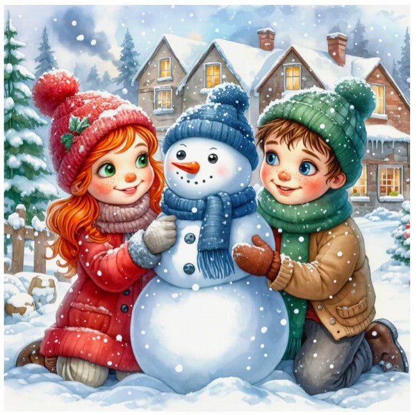 JACAROU - CHILDREN IN WINTER 50 CM X 50 CM (19.69" X 19.69") - DIAMOND DOTZ