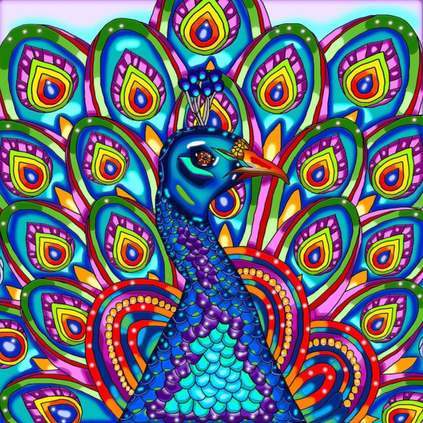 JACAROU - PEACOCK 50CM X 50CM - DIAMOND DOTZ