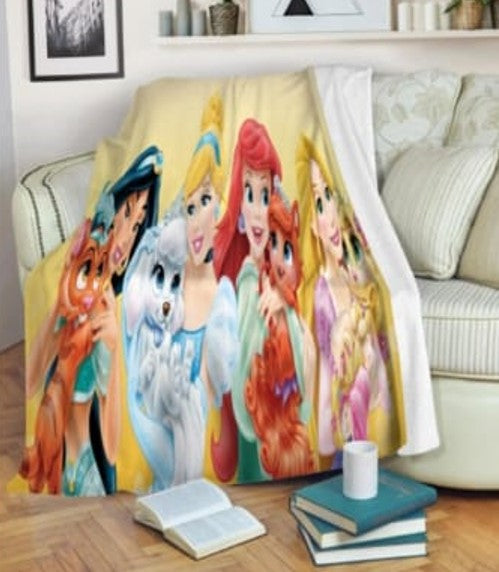 JETÉE PRINCESSES DISNEY AVEC ANIMAUX (COUVERTURE) 4 PIEDS X 5 PIEDS