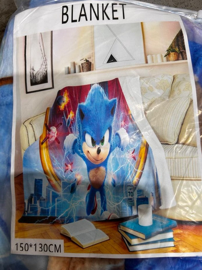 SONIC THE HEDGEHOG AT THE RACES (THROW) 4 FEET X 5 FEET