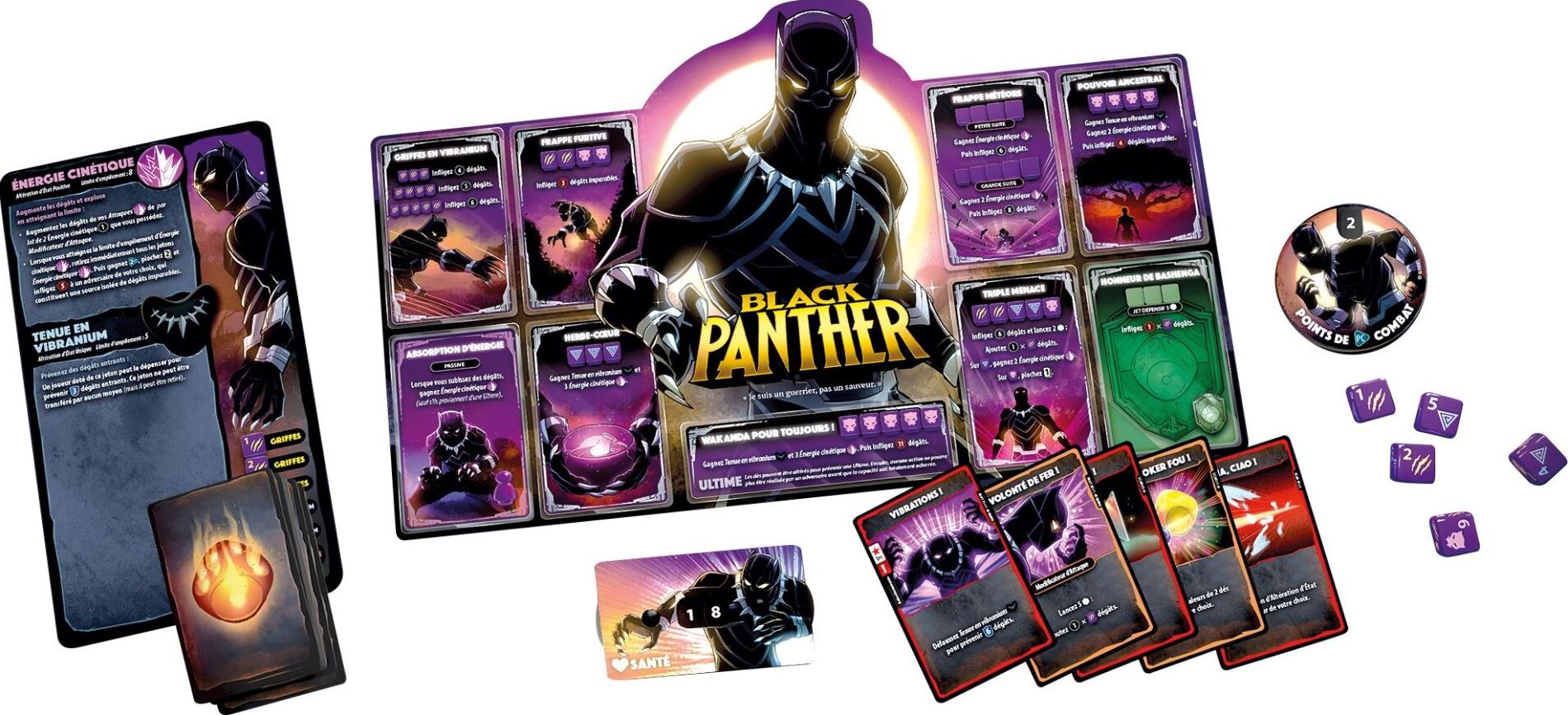 JEU DICE THRONE MARVEL - BLACK WIDOW VS DOCTOR STRANGE VS CAPTAIN MARVEL VS BLACK PANTHER - Version française