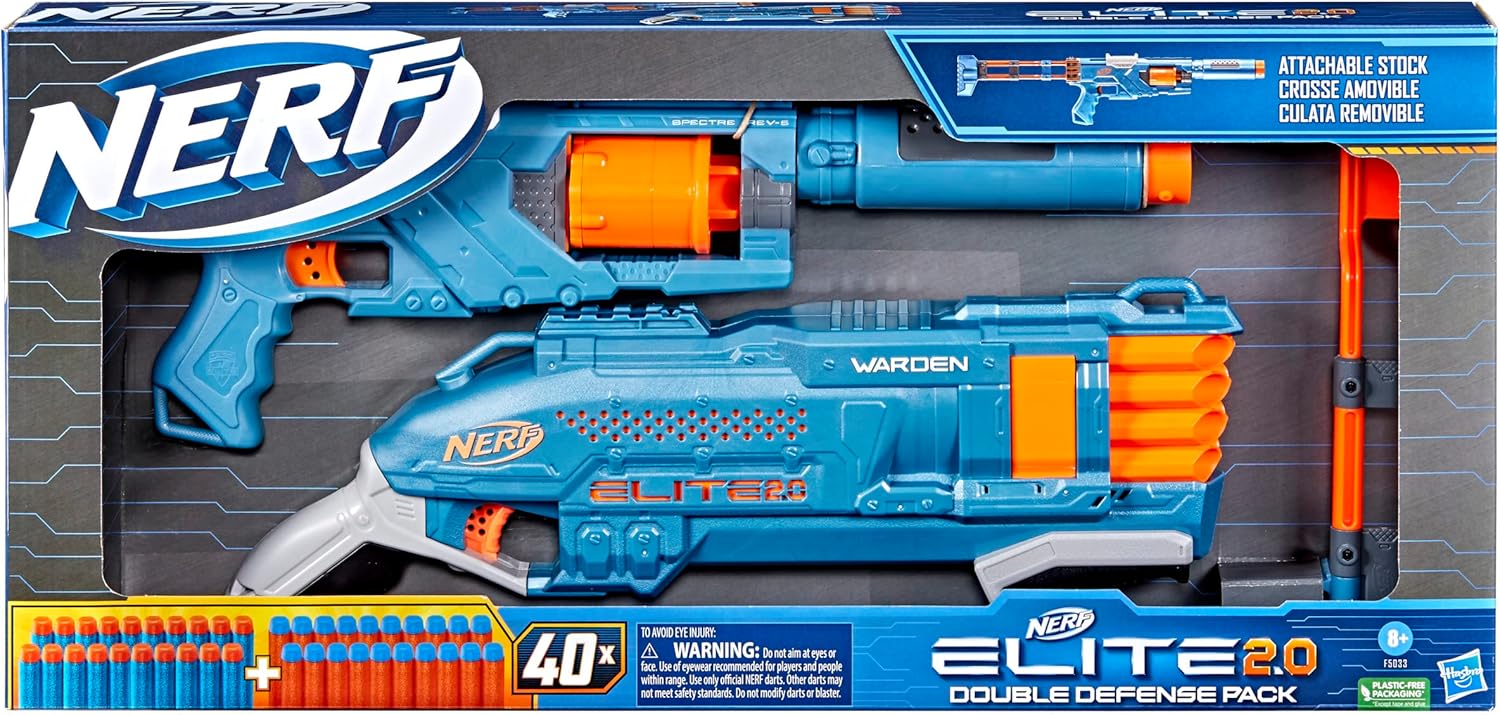 NERF ELITE 2.0 – DOUBLE DEFENCE BLASTERS SET (SPECTRE WARDEN) (40 DARTS INCLUDED)