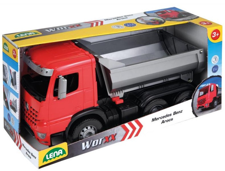 LENA TOYS - RED BLACK SILVER AROCS DUMP TRUCK 1:15