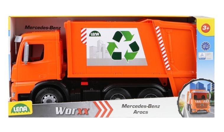 LENA TOYS - ORANGE AROCS REFUSE TRUCK 1:15