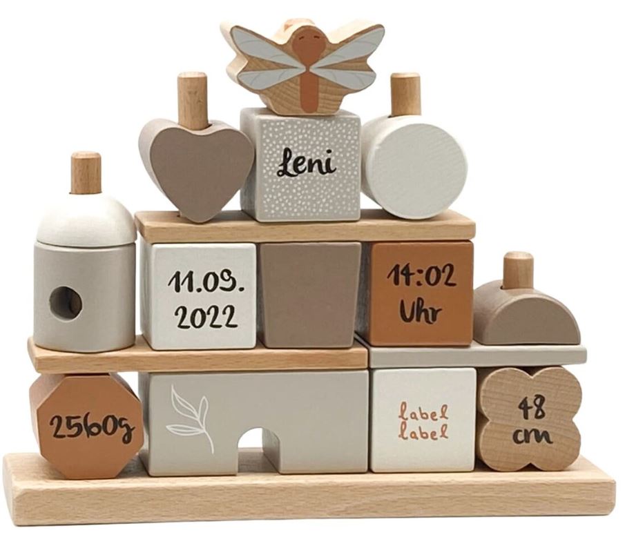 LABEL LABEL - STACKING BLOCKS 'COTTAGE' - NOUGAT