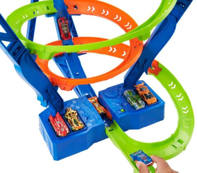 HOT WHEELS - PISTE DE COURSE EN SPIRALE AVEC BOOSTER MOTORISÉ VITESSE SPIRALE CRASH