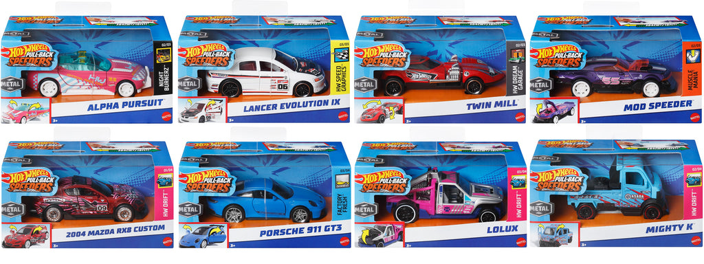 HOT WHEELS - PULL-BACKS - CAR ASST