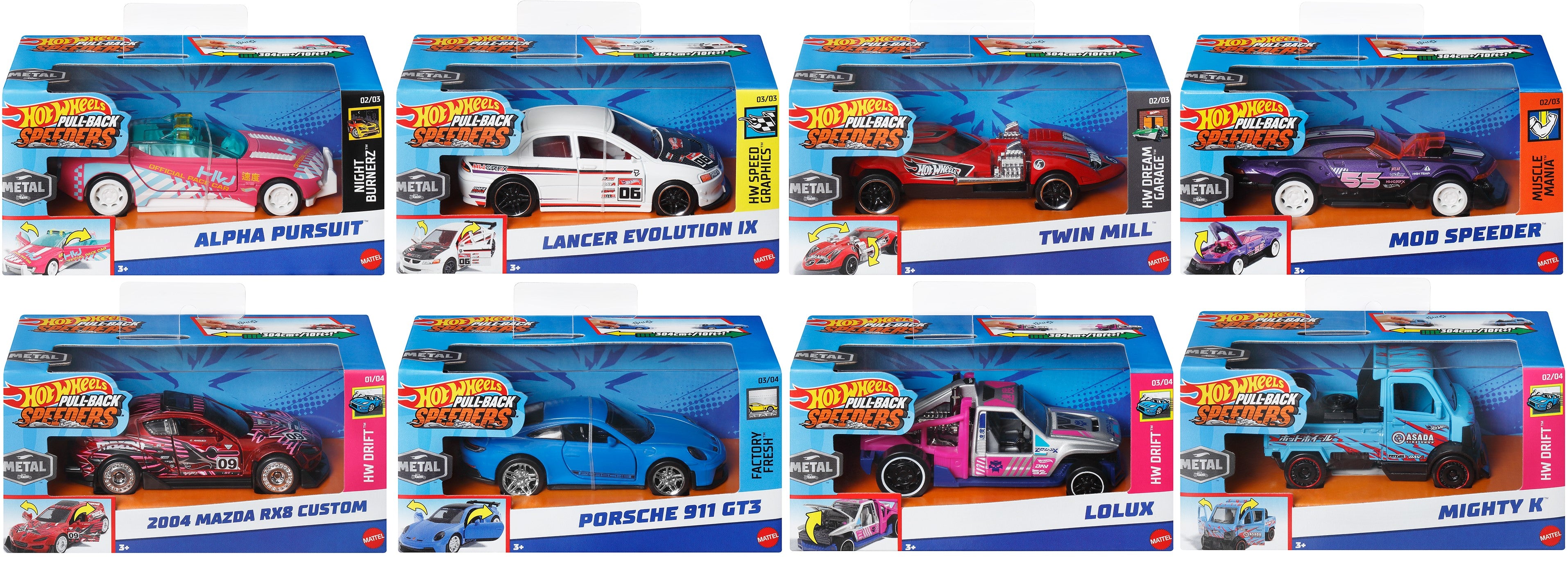 HOT WHEELS - PULL-BACKS - CAR ASST