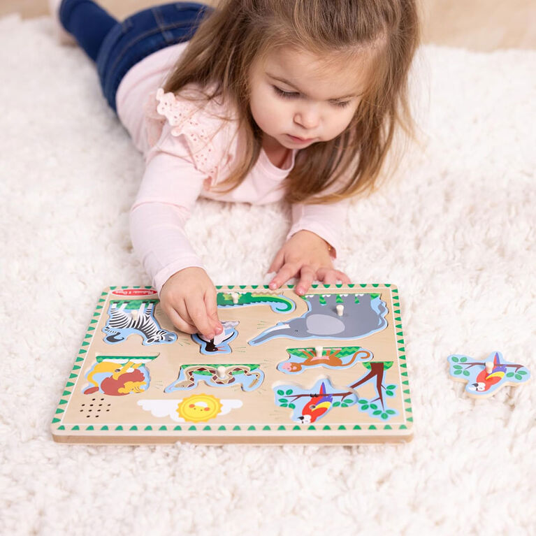 MELISSA AND DOUG - 8-PIECE WOODEN ZOO ANIMAL SOUND PUZZLE