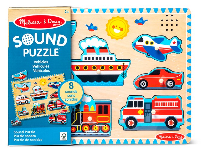 MELISSA AND DOUG VEHICLES WOODEN SOUND PUZZLE (8-PIECE)