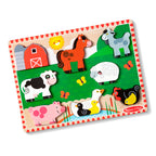 MELISSA AND DOUG - 8-PIECE LARGE WOODEN PEG PUZZLE - FARM ANIMALS