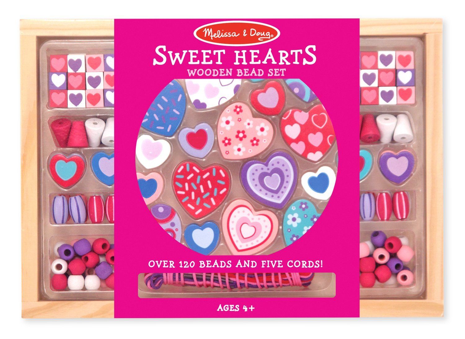 MELISSA AND DOUG - ENSEMBLE DE PERLES EN BOIS EN FORME DE COEUR