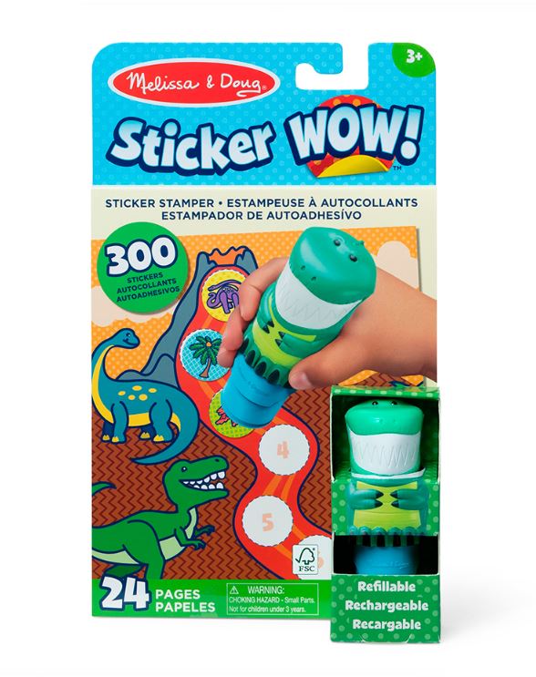 MELISSA AND DOUG - STICKER WOW! - STICKER STAMPER AND ACTIVITY PAD - DINOSAUR