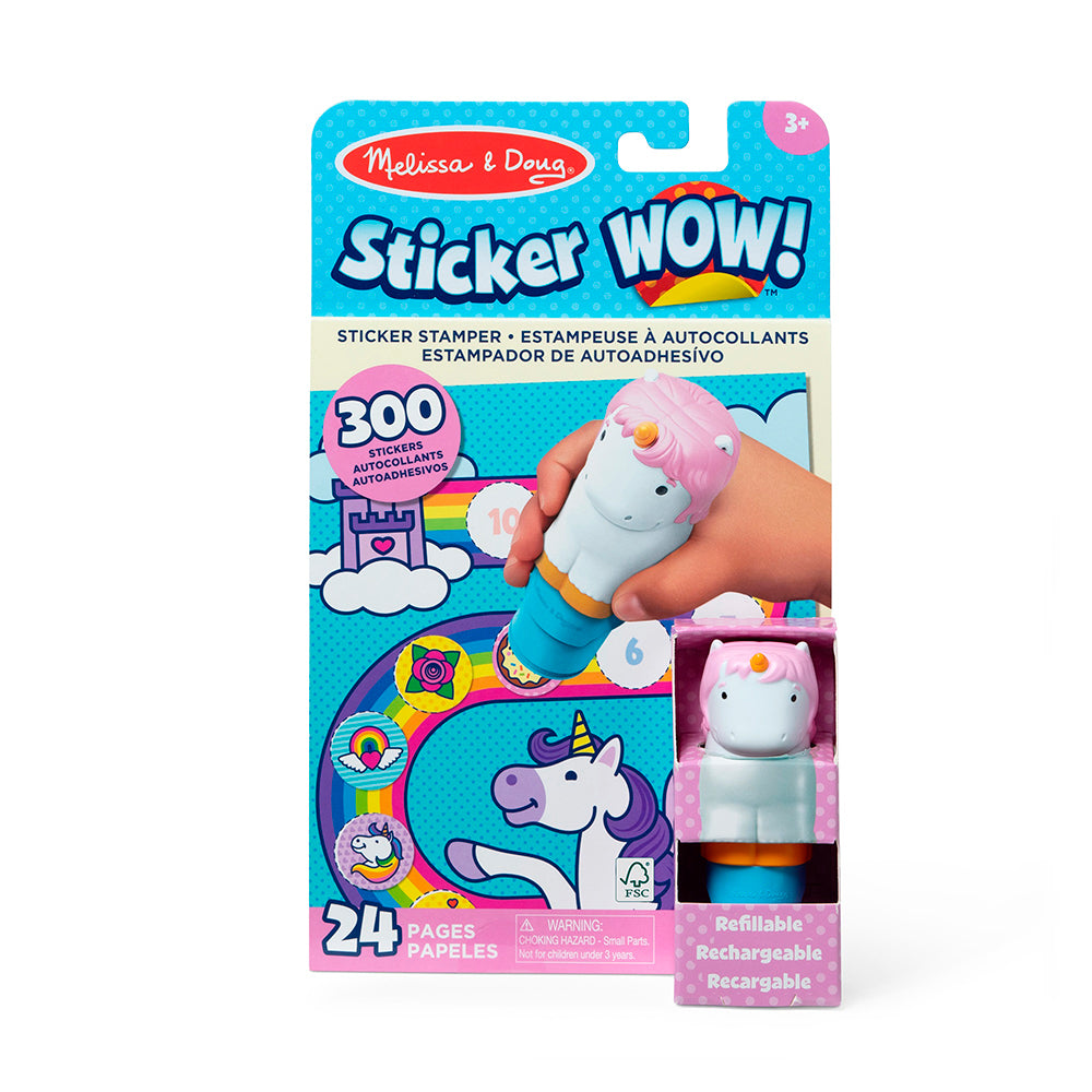 MELISSA AND DOUG - STICKER WOW! - BLOC D'ACTIVITÉS ET ESTAMPEUSE À AUTOCOLLANTS - LICORNE