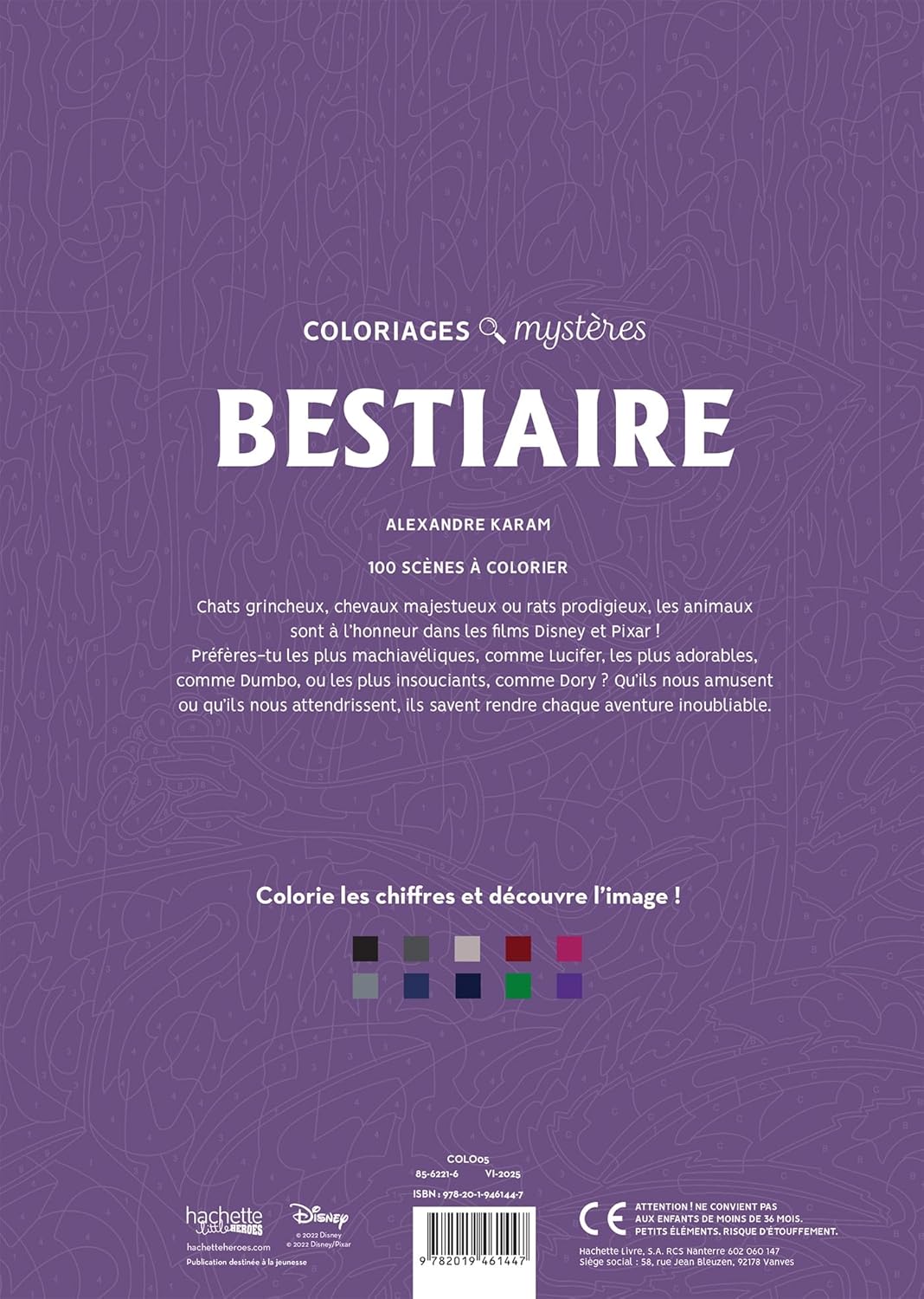MYSTERY COLORING DISNEY - BESTIARY (COLOR BY NUMBER BOOK)