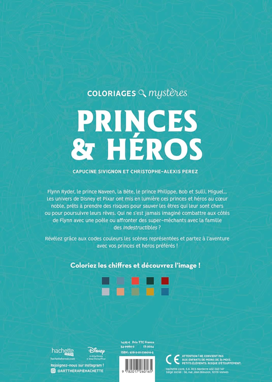 DISNEY MYSTERY COLORING BOOK - PRINCES AND HEROES (COLOR BY NUMBER BOOK)