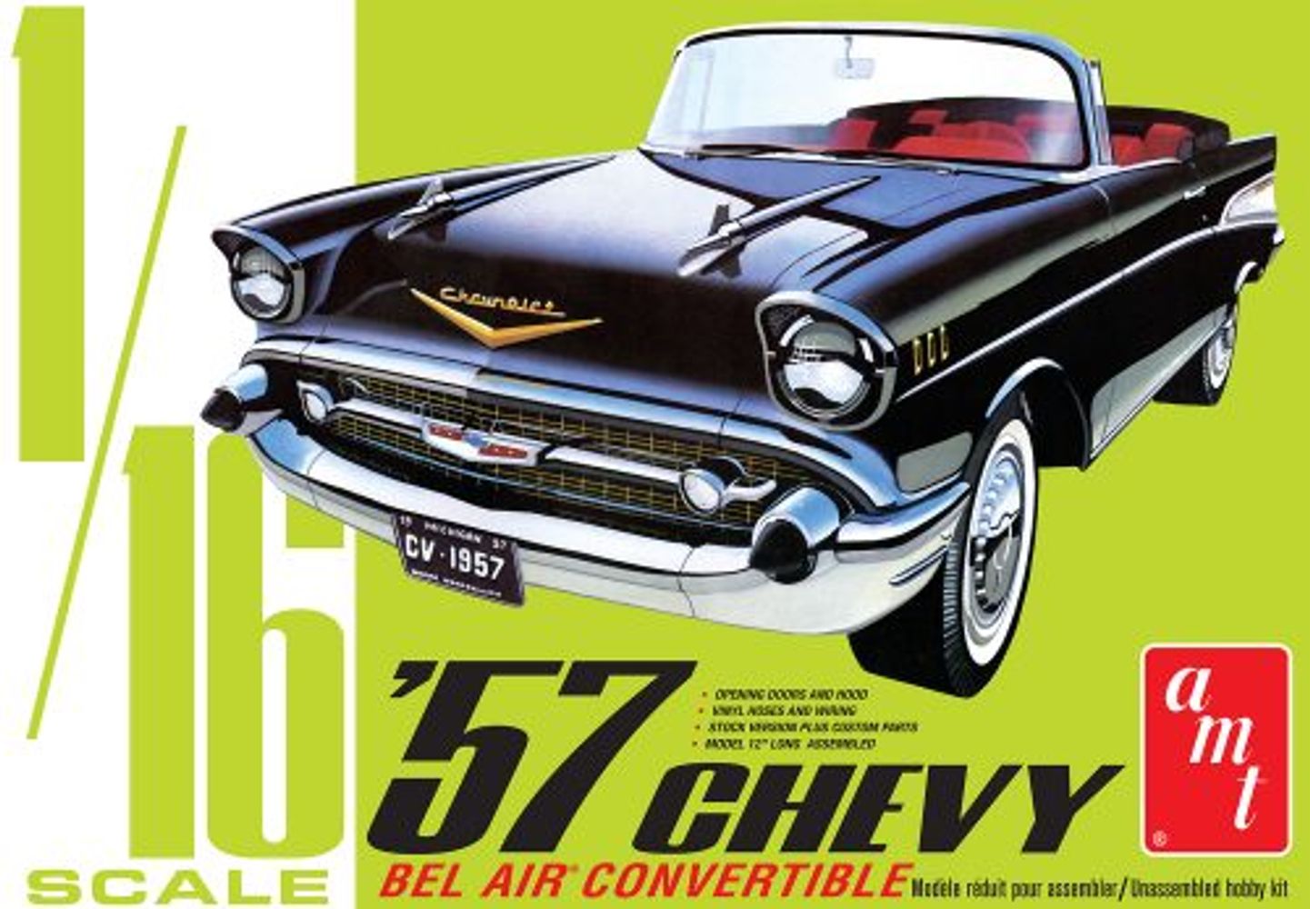 SNAPTITE MODEL KIT - 57 CHEVY BEL AIR CONVERTIBLE 1/16 LEVEL #3