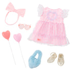 OG LUXURY OUTFIT SET - "ALL HEART" - HEART DRESS WITH ACCESSORIES FOR 18-INCH DOLL