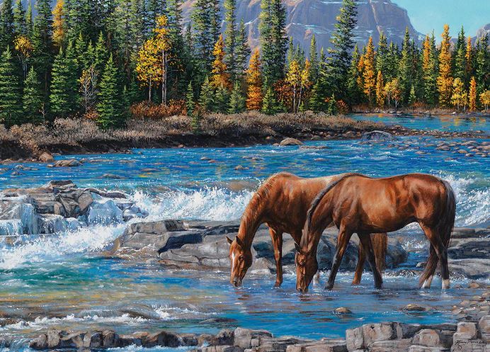 COBBLE HILL CASSE-TÊTE 1000 PIÈCES - CHEVAUX SUR LES ROCHERS #40267