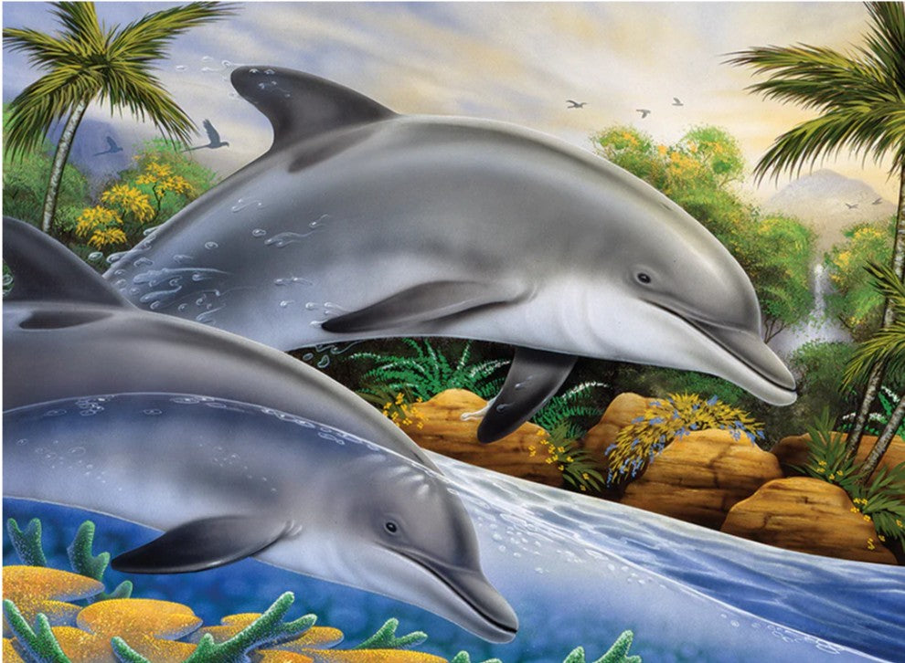 LARGE ADULT PAINT BY NUMBERS - DOLPHIN ISLAND