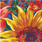 PEINTURE À NUMÉROS 14 X 11 - FLEURS TOURNESOL AVEC FOND BLEU