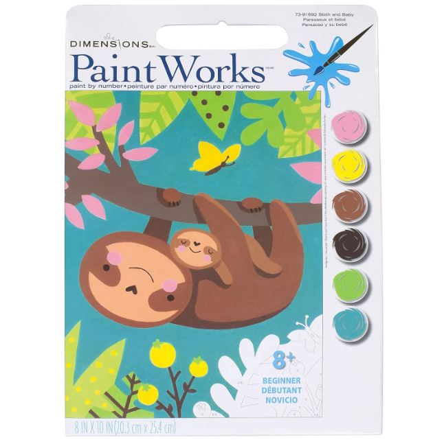 PAINT BY NUMBER JUNIOR - SLOTH AND BABY 8 X 10