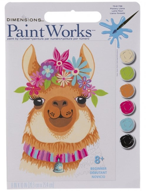 PAINT BY NUMBERS - FLORAL LLAMA 8 X 10