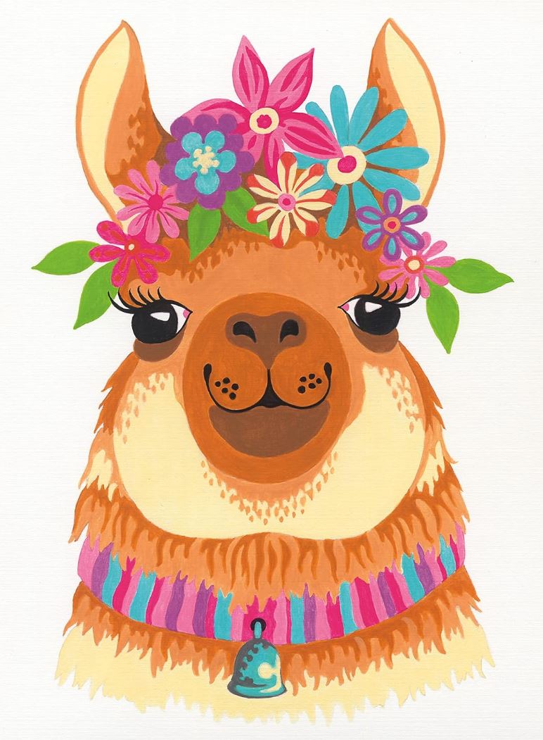 PAINT BY NUMBERS - FLORAL LLAMA 8 X 10