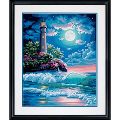 PEINTURE À NUMÉROS - PHARE AU CLAIR DE LUNE 20X16 (GRANDE)