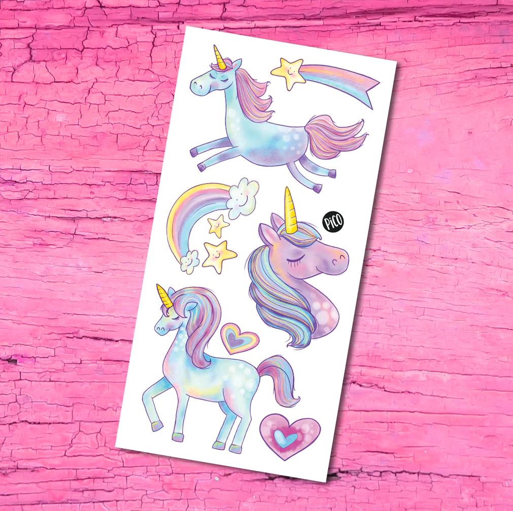 PICO TATTOO - GREETING CARD - CUTE UNICORNS