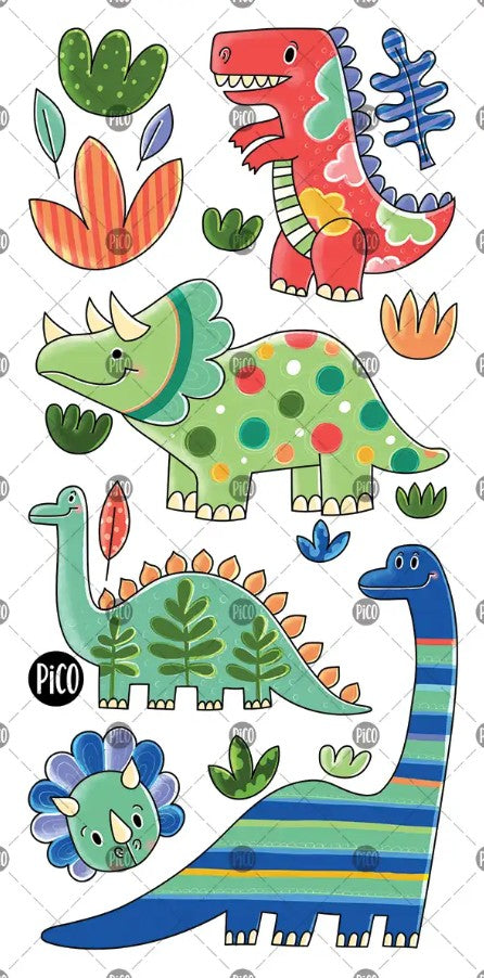 PICO TATTOO - COLOURFUL DINOSAURS