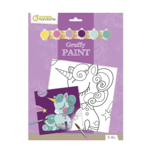 AVENUE MANDARINE - GRAFFY PAINT - PAINT YOUR OWN UNICORN PICTURE 20CM X 20CM
