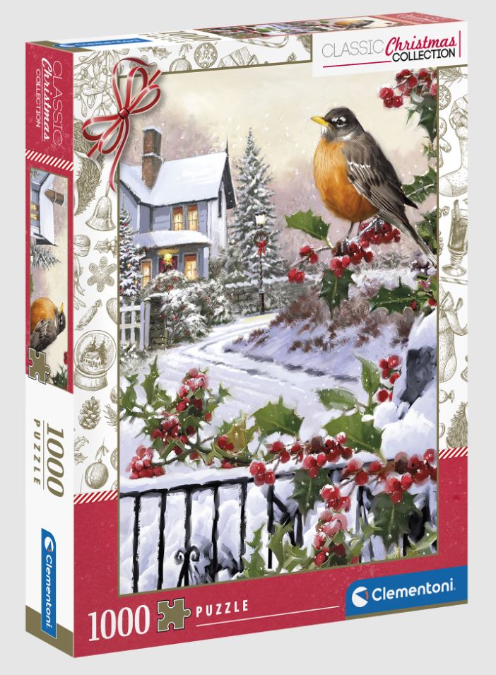 CLEMENTONI JIGSAW PUZZLE 1000 PIECES - ROBIN AND HOLLY BUSHES (CHRISTMAS) #81501
