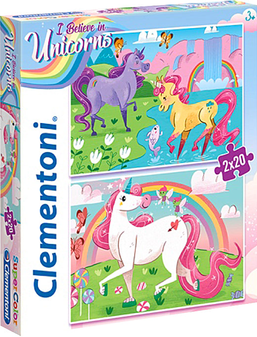 CLEMENTONI 2X20 PIECE JIGSAW PUZZLE - UNICORN