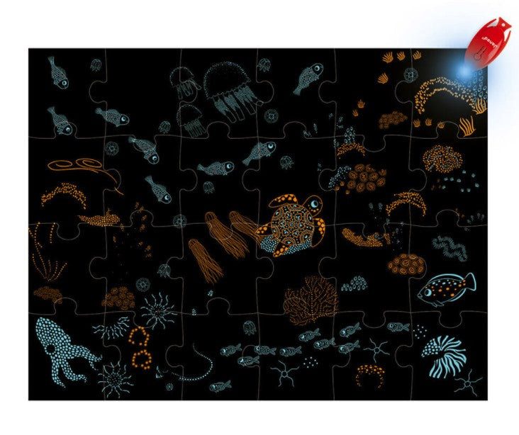 JANOD CASSE-TÊTE MAGIQUE 24 PIÈCES - OCÉAN + MINI LAMPE