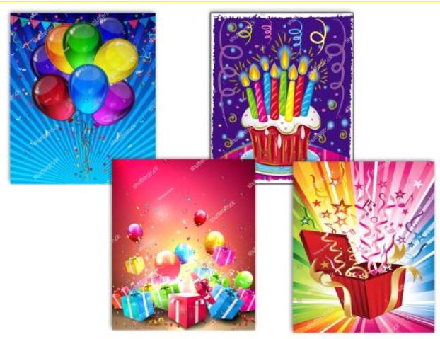 SAC CADEAU PETIT - BALLONS, CADEAUX OU GÂTEAU ASST 4 MODÈLES