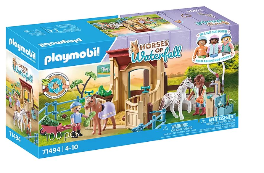PLAYMOBIL HORSES OF WATERFALL - CAVALIÈRES AVEC BOX ET PONEYS #71494
