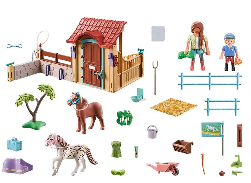 PLAYMOBIL HORSES OF WATERFALL - CAVALIÈRES AVEC BOX ET PONEYS #71494