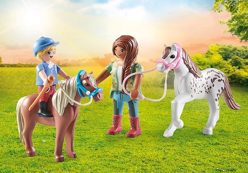 PLAYMOBIL HORSES OF WATERFALL - CAVALIÈRES AVEC BOX ET PONEYS #71494