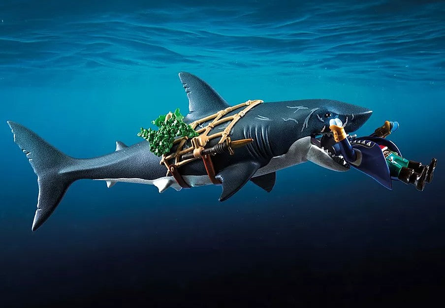 PLAYMOBIL PIRATES - PIRATE AND GIANT SHARK WITH ARTICULATED JAW #71793